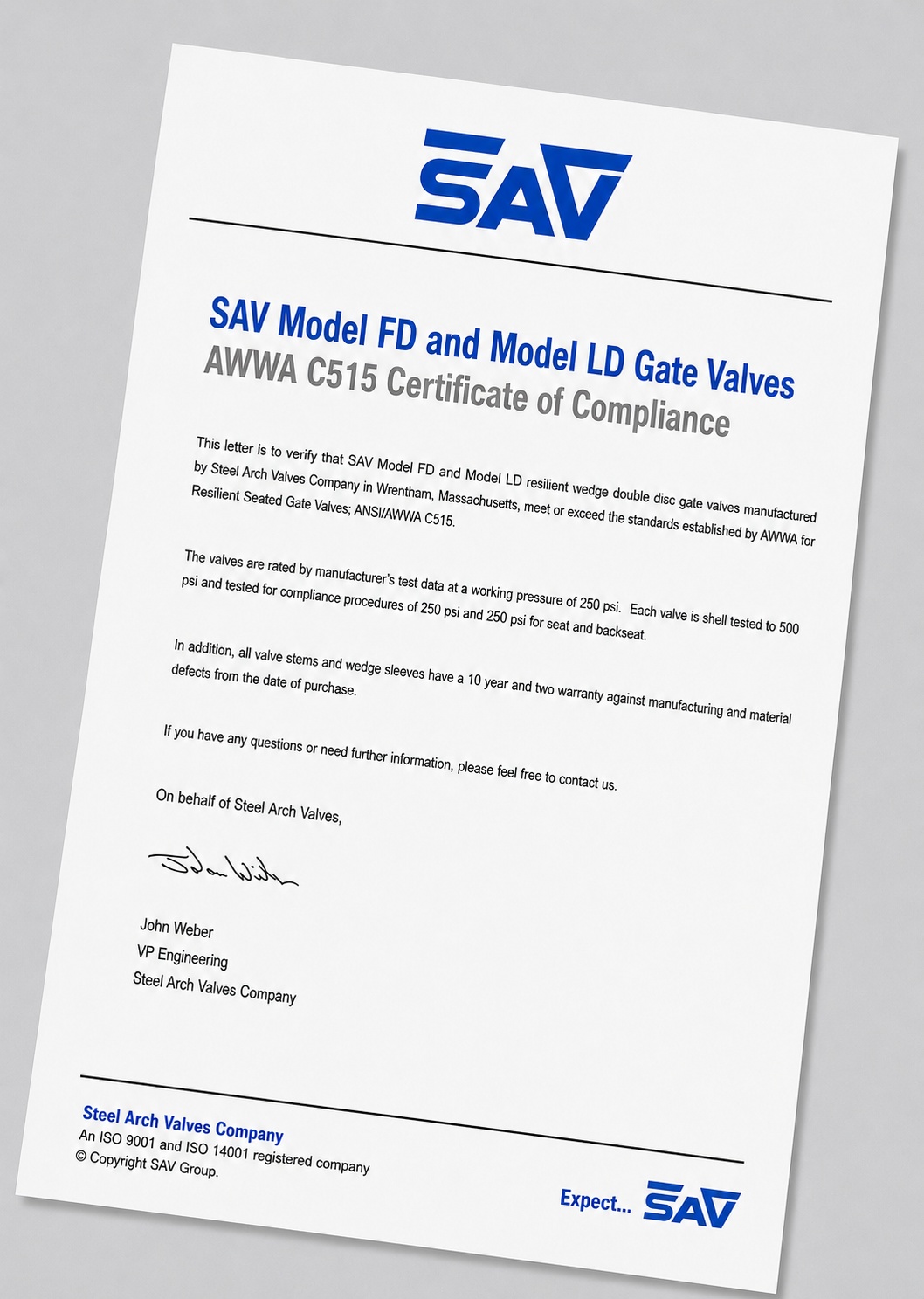 FD and LD Gate Valves to AWWA C515